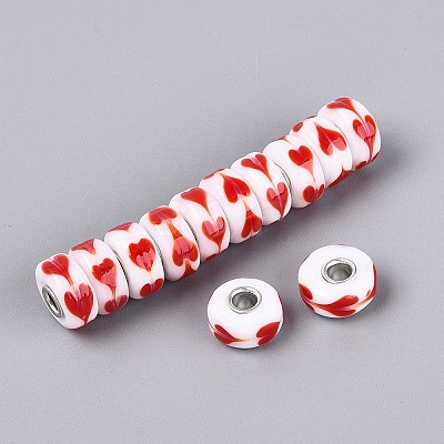 Lampwork & Brass Core European Beads LAMP-Q042-01F-1