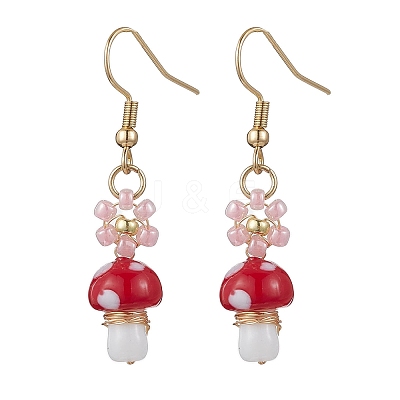 Handmade Lampwork Dangle Earrings EJEW-MZ00440-1