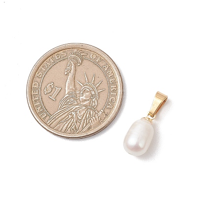 Natural Cultured Freshwater Pearl Rice Charms PALLOY-JF04823-1