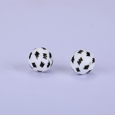 Printed Round Silicone Focal Beads SI-JX0056A-222-1
