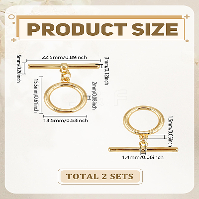 2Pcs Brass Toggle Clasps KK-LP0004-59-1