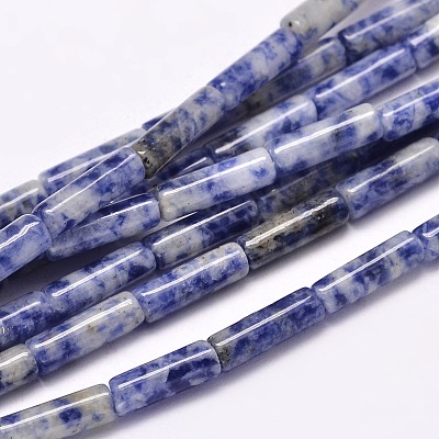 Natural Blue Spot Jasper Column Beads Strands G-F247-02-1