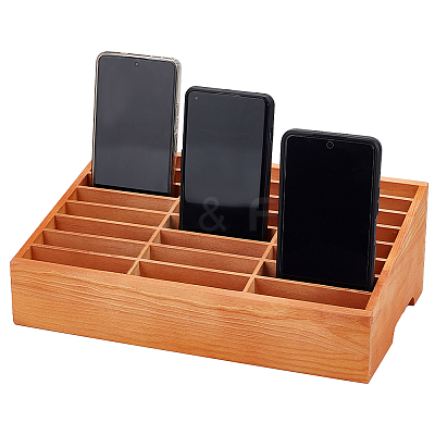 24-Grid Wooden Cell Phone Storage Box AJEW-WH0258-969B-1