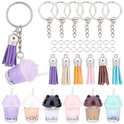 DIY Bubble Tea/Boda Milk Tea Charm Keychain Making Kit DIY-SC0019-18-1