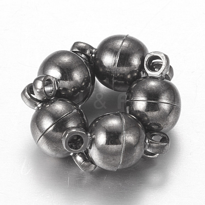 Round Brass Magnetic Clasps with Loops X-MC019-B-1