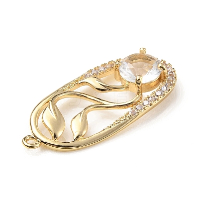 Brass with K9 Glass & Rhinestone Pendants KK-C024-05KCG-02-1
