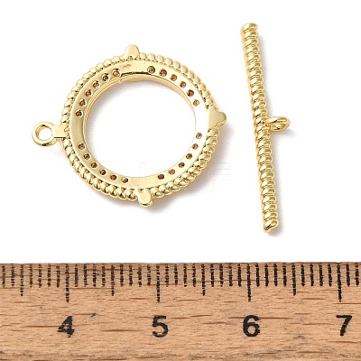 Brass Micro Pave Clear Cubic Zirconia Toggle Clasps KK-N254-79G-1