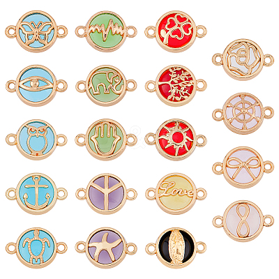38pcs 19 styles Glass Connector Charms GLAA-DC0001-26-1