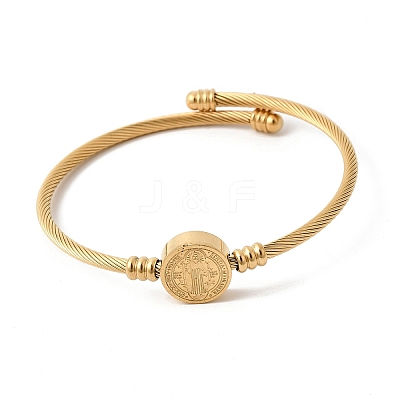 Twisted 304 Stainless Steel Cuff Bangles for Women BJEW-P387-01G-1