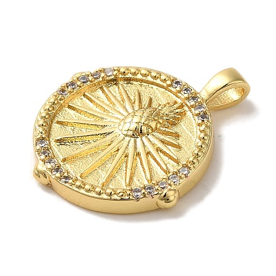 Brass Micro Pave Cubic Zirconia Pendants KK-U027-19G-1
