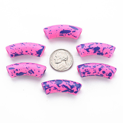 Opaque Spray Painted Acrylic Beads MACR-S372-001F-B06-1