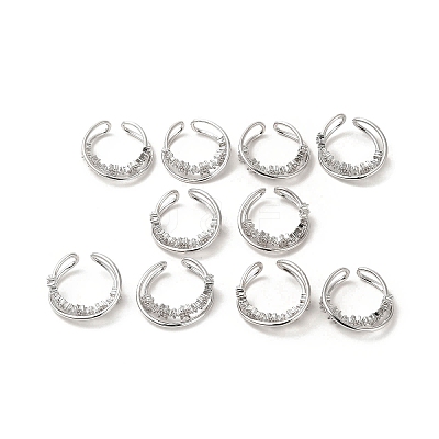 Clear Cubic Zirconia Criss Cross with Star Cuff Earring EJEW-H092-01P-1