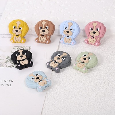 16Pcs 8 Colors Cartoon Animal Dog Silicone Beads JX707A-1