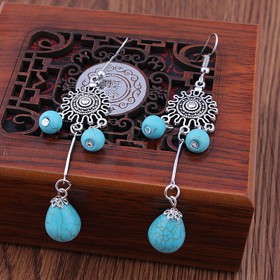 Boho Synthetic Turquoise Dnagle Earrings PW24042419990-1