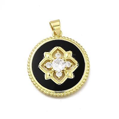 Brass Micro Pave Cubic Zirconia Pendants KK-C090-05B-01-1