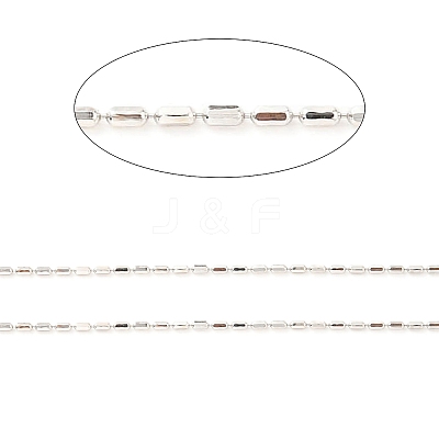 Anti-Tarnish Rhodium Plated 925 Sterling Silver Oval Ball Chains STER-F052-02P-1