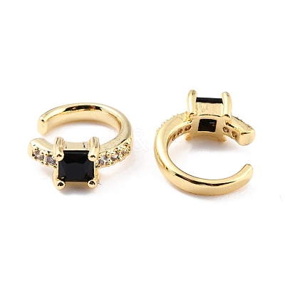 Brass Micro Pave Cubic Zirconia Cuff Earrings EJEW-K086-02G-03-1