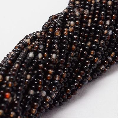 Natural Black Agate Beads Strands G-N0184-02-2mm-1
