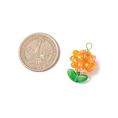 Flower Glass Pendants PALLOY-MZ00805-04-1