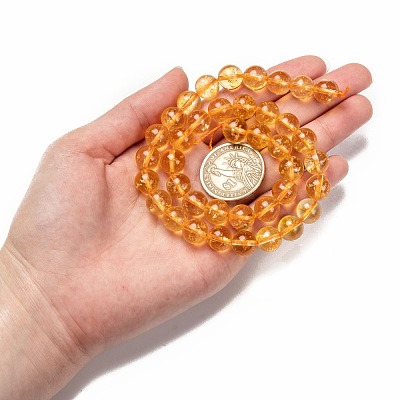 Natural Citrine Beads Strands G-E326-10mm-01-1
