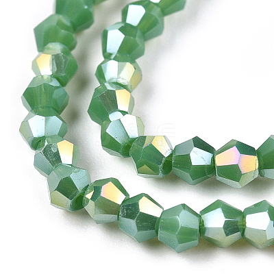 Opaque Solid Color Electroplate Glass Beads Strands EGLA-A039-P2mm-B08-1