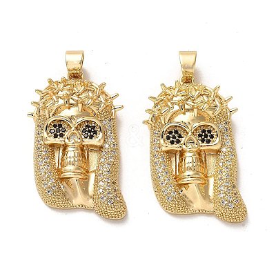 Brass Micro Pave Cubic Zirconia Pendants KK-K355-24G-1