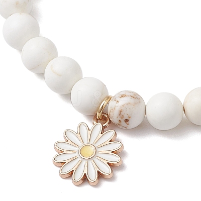 Daisy Alloy Enamel Charm Bracelets BJEW-JB12412-1