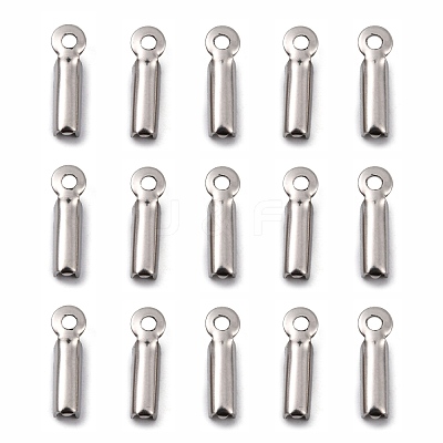 Tarnish Resistant 201 Stainless Steel Fold Over Crimp Cord Ends STAS-R055-07-1