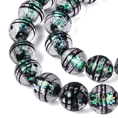 Handmade Foil Glass Lampwork Beads Strands FOIL-Q002-09B-1