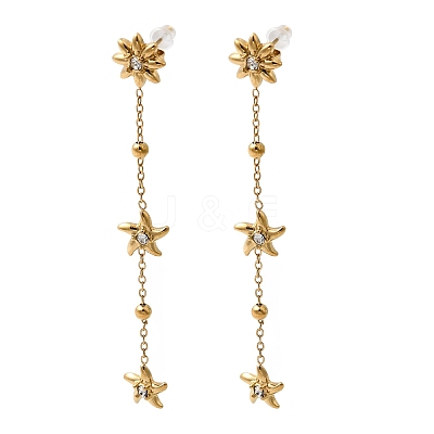304 Stainless Steel Star Dangle Stud Earrings LS-EJEW-G451-03G-1