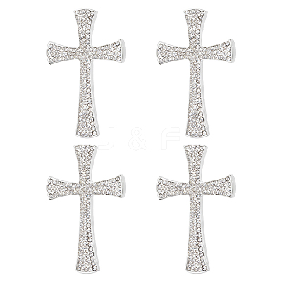 4Pcs Cross Rhinestone Lapel Pins JEWB-HY0001-50S-1