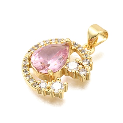 Brass Micro Pave Cubic Zirconia Pendants KK-K401-11G-1