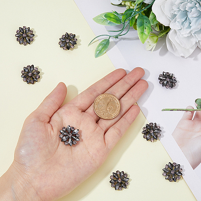 8Pcs 1-Hole Alloy Rhinestone Shank Buttons BUTT-FH0001-002-1
