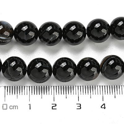Natural Black Agate Beads Strands G-G391-10mm-01-1