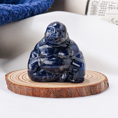 Natural Sodalite Carved Healing Buddha Figurines WG68189-05-1