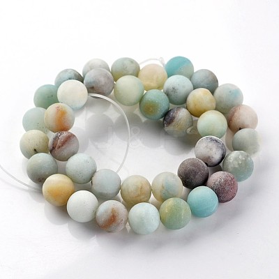 Frosted Natural Flower Amazonite Round Beads Strands G-E330-10mm-01-1