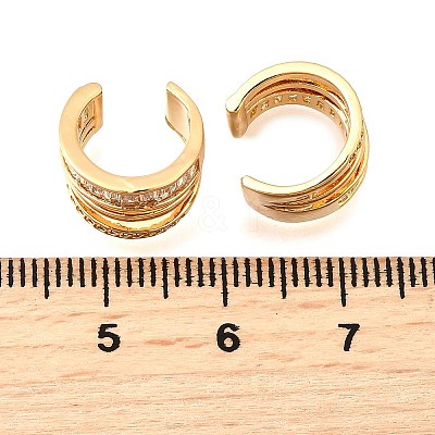 Brass Micro Pave Clear Cubic Zirconia Cuff Earrings EJEW-F370-29G-1