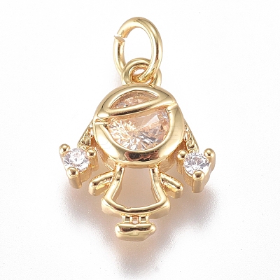 Brass Micro Pave Cubic Zirconia Pendants ZIRC-G168-51G-02-1