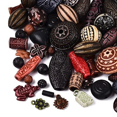 Mixed Antique Style Acrylic Beads/Pendants MACR-R546-04-1