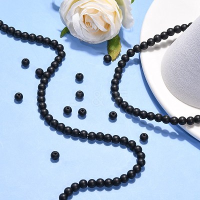 Synthetic Black Stone Beads Strands G-G508-6MM-1