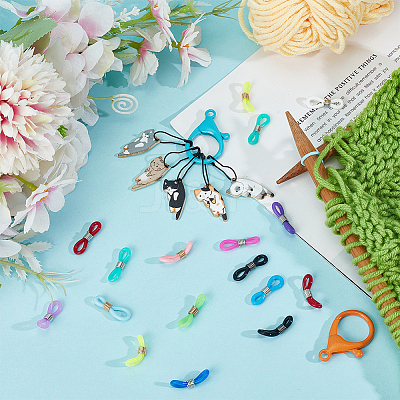 14Pcs 7 Colors Silicone Eyeglass Chain Ends Locking Stitch Marker HJEW-DR00115-1