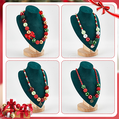 4Pcs 4 Styles ABS Plastic Pearl & Acrylic & Resin Beaded Necklaces Set NJEW-AB00010-1