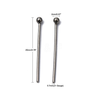 Tarnish Resistant 304 Stainless Steel Ball Head pins LS-STAS-R015-20mm-1