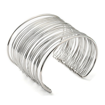 Non-Tarnish 304 Stainless Steel Multi Line Cuff Bangles BJEW-E079-01P-1