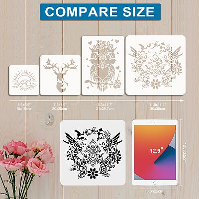 9Pcs Christmas Light Ball PET Hollow Out Drawing Painting Stencils DIY-MA0006-28-1