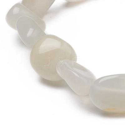 Natural White Moonstone Stretch Beaded Bracelets BJEW-K213-C02-1