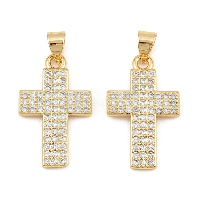 Brass Micro Pave Clear Cubic Zirconia Pendants CU-CBADC6C-05G-01-1