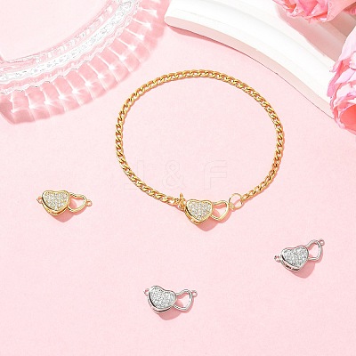 4Pcs 2 Colors Brass Micro Pave Clear Cubic Zirconia Box Clasps KK-CJ0005-90-1