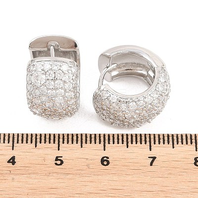 Brass Micro Pave Clear Cubic Zirconia Hoop Earrings EJEW-Z164-21P-1