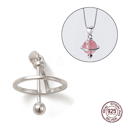 Anti-Tarnish Rhodium Plated 925 Sterling Silver Locket Style Planet Pinch Bails LS-STER-NH0001-55C-P-1